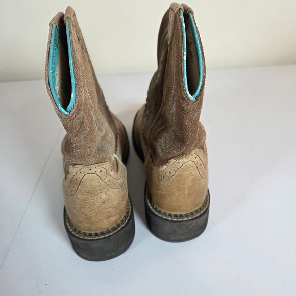 Ariat Womens Size 7.5 Brown Turquoise‎ Embroidered Western Cowboy Boots - Picture 3 of 8